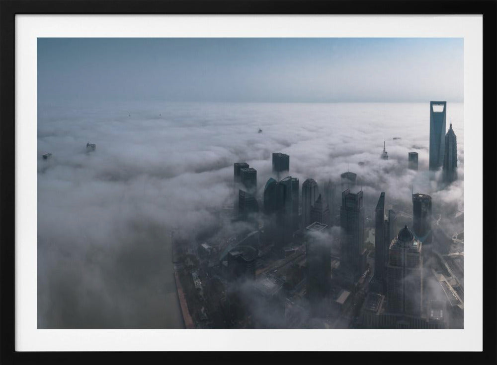 Shanghai in the fog from above | Poster