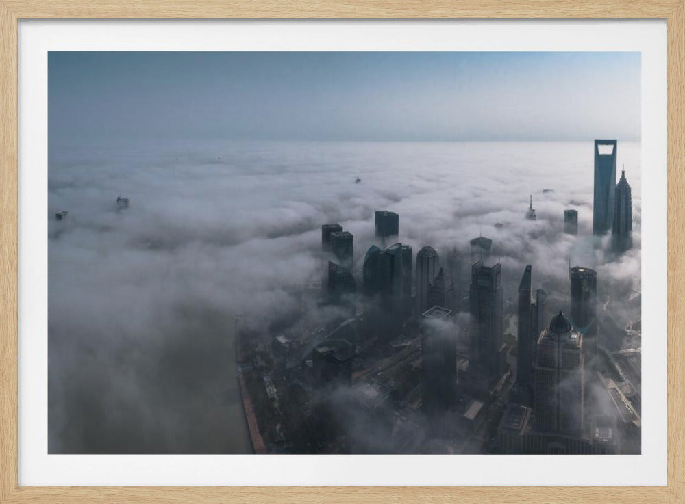 Shanghai in the fog from above | Poster