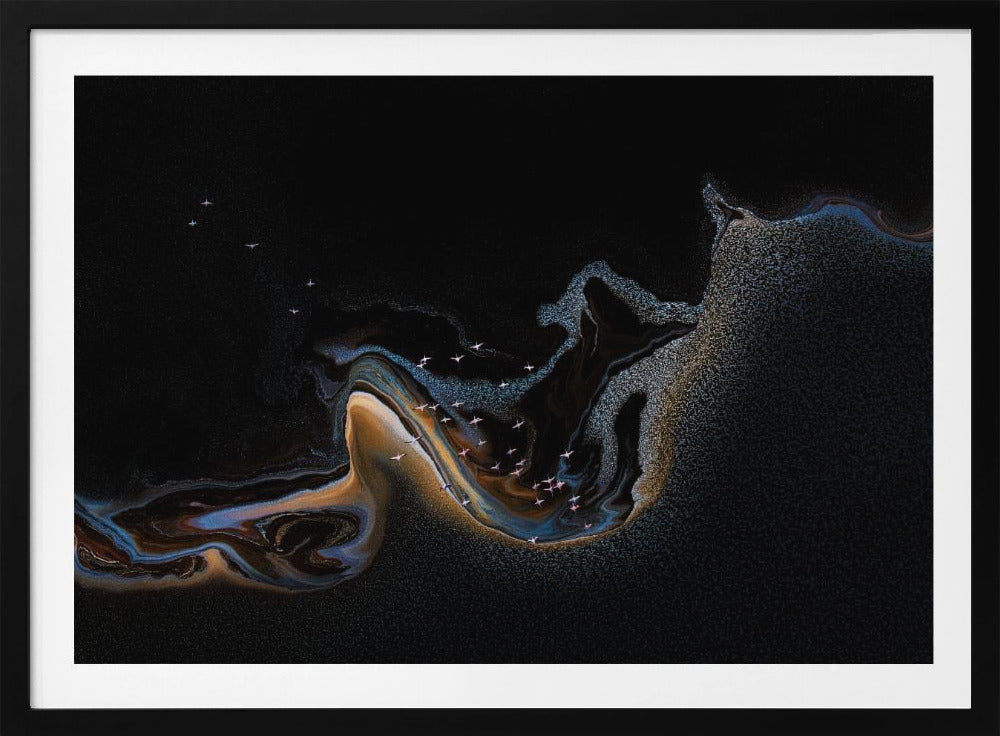 Flamingo over lake | Poster