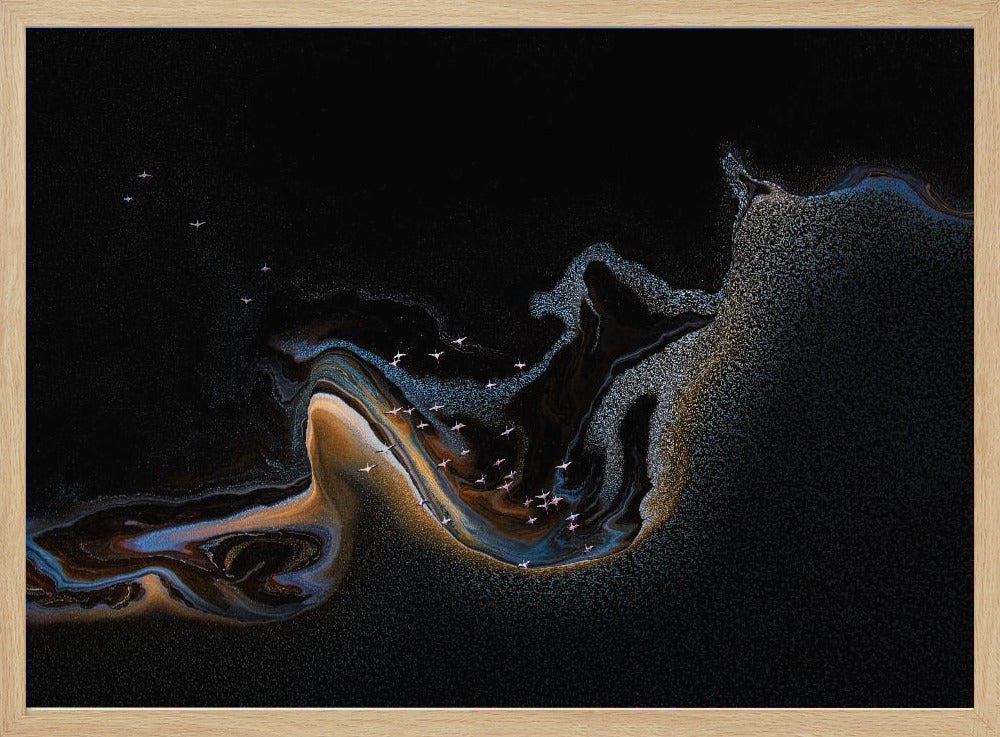 Flamingo over lake | Poster