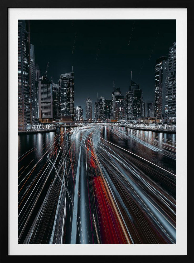 Traffic jam in the Dubai canal | Poster