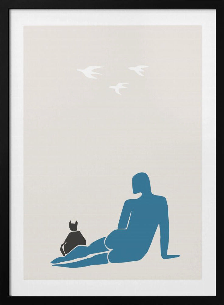 Woman and Cat | Poster