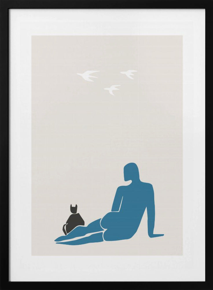 Woman and Cat | Poster
