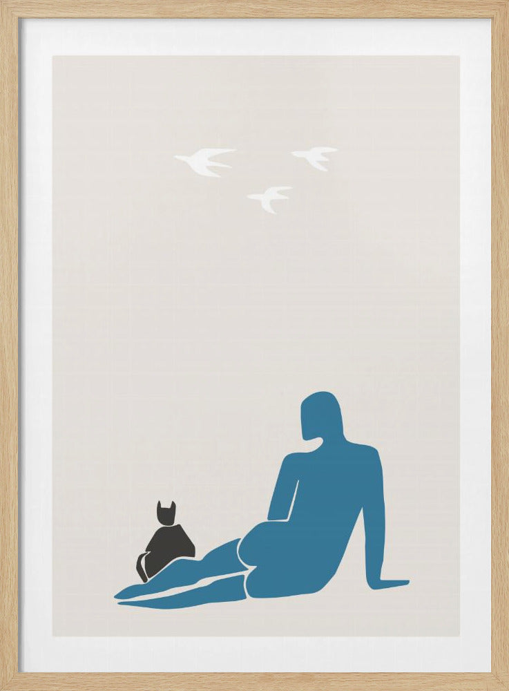 Woman and Cat | Poster