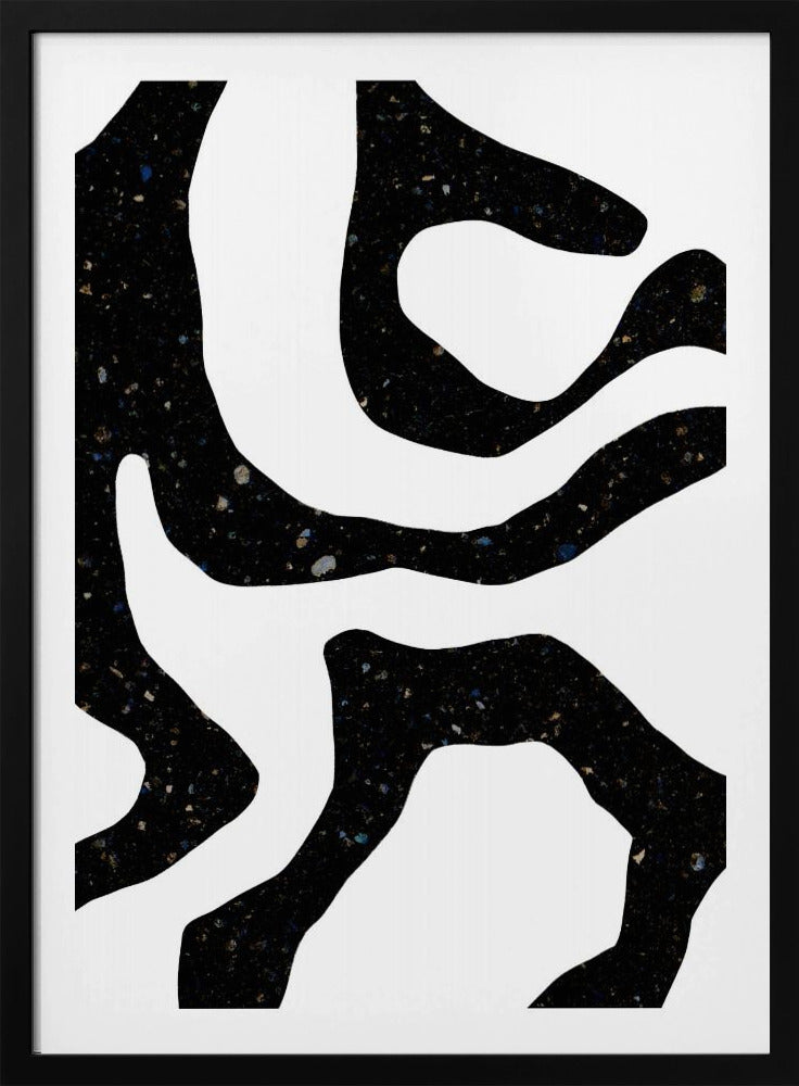 Organic Black Forms with Speckled Patterns | Poster