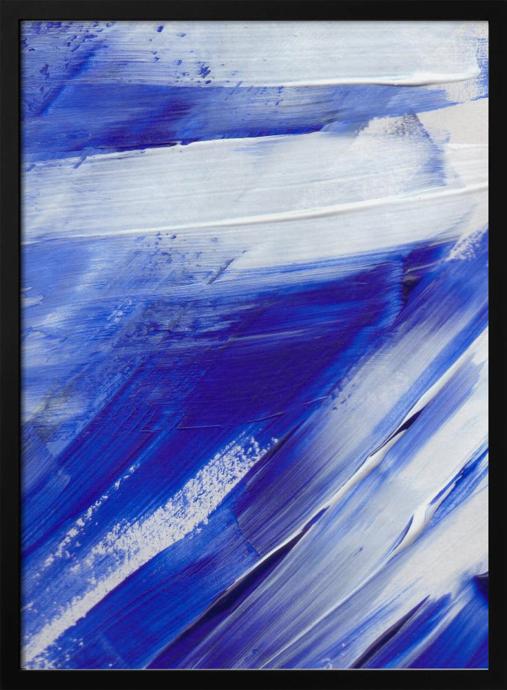 White and Blue Brushstrokes | Poster