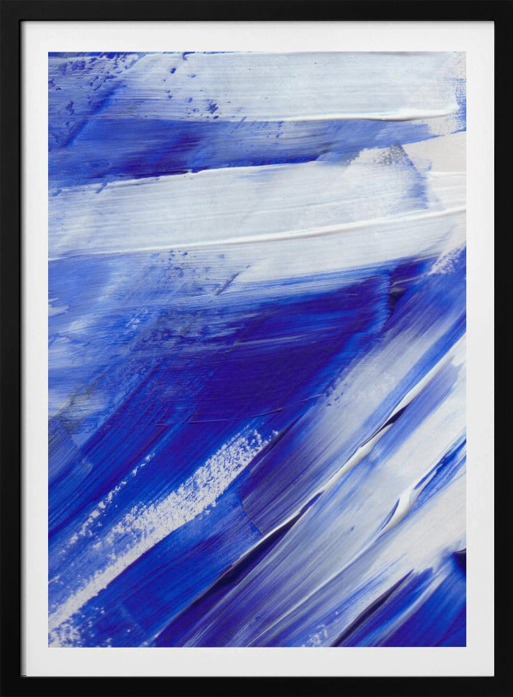 White and Blue Brushstrokes | Poster