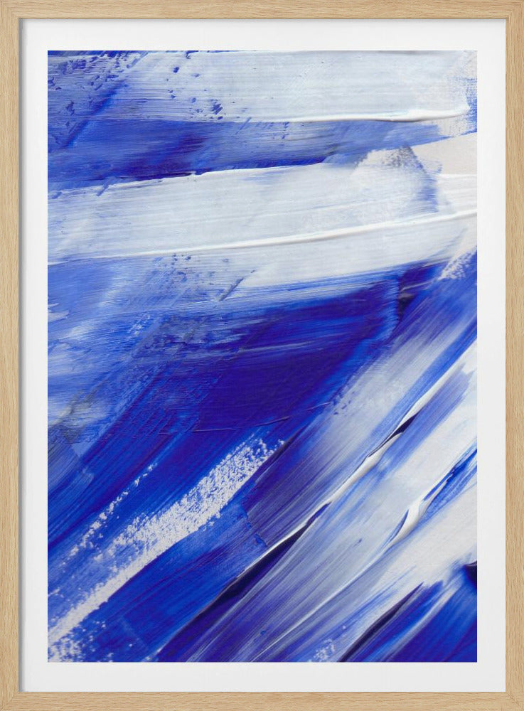 White and Blue Brushstrokes | Poster
