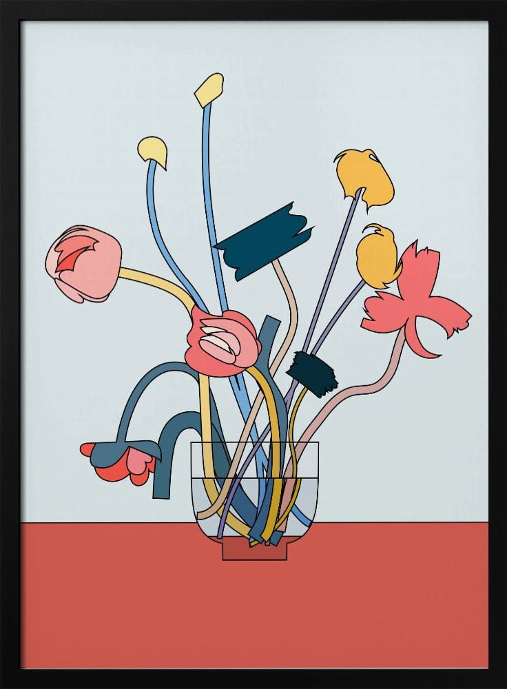 Flowers in a glass vase | Poster