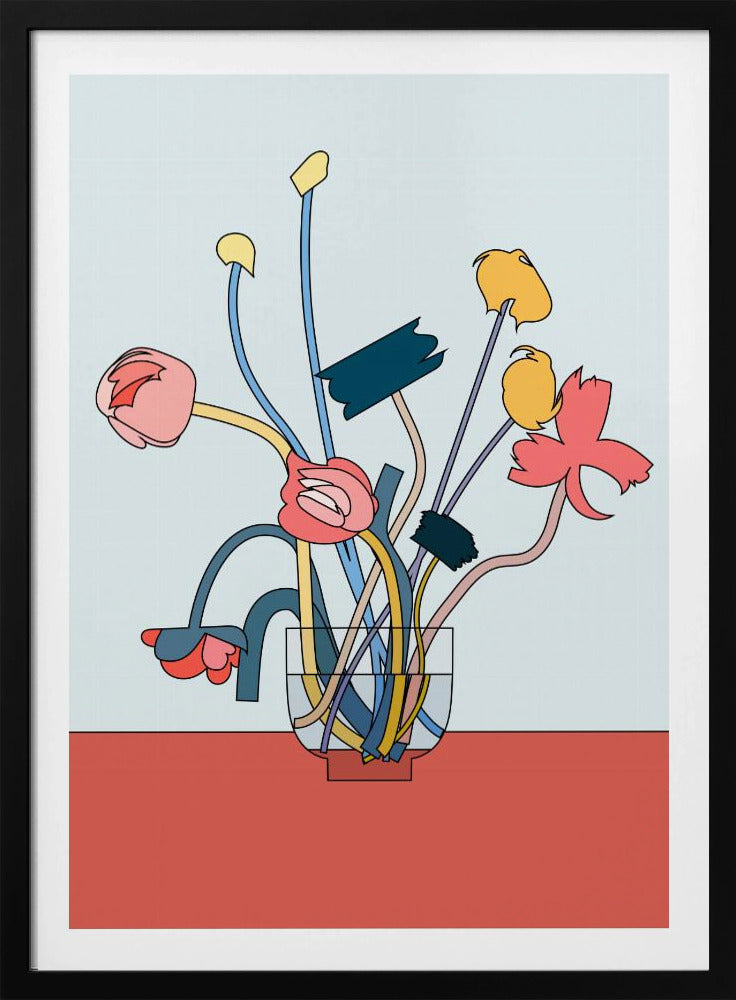 Flowers in a glass vase | Poster