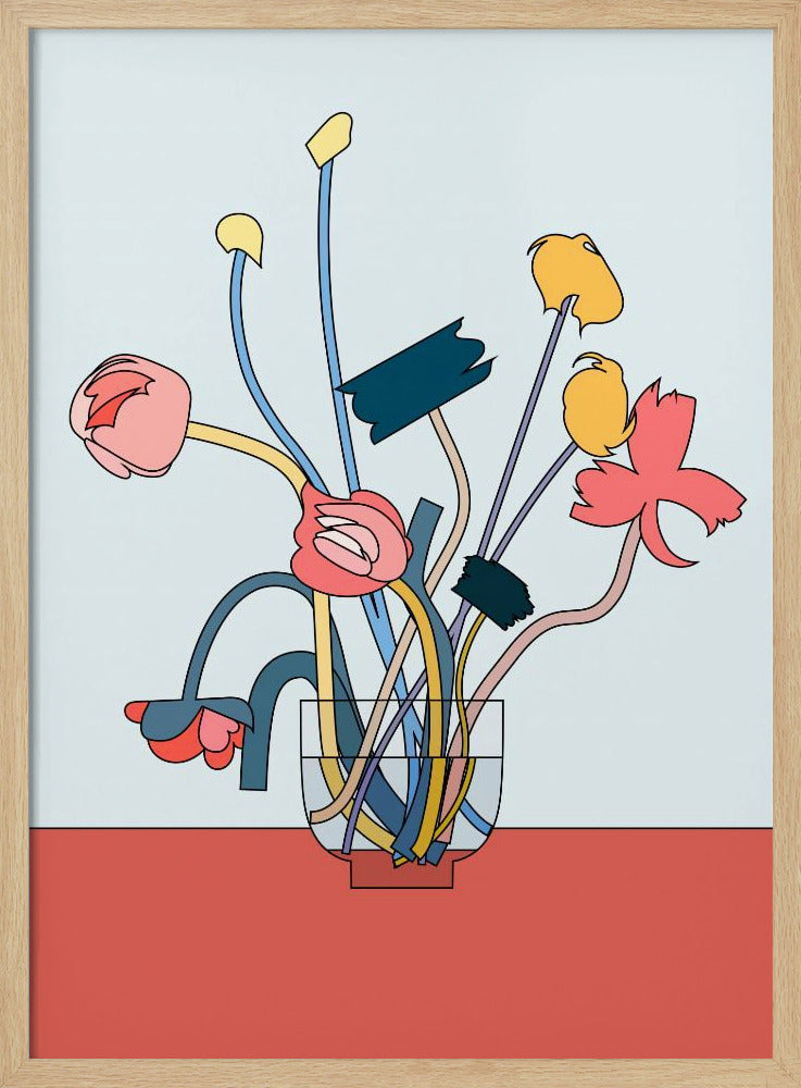 Flowers in a glass vase | Poster