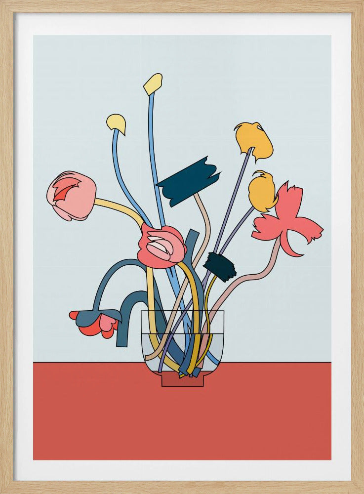 Flowers in a glass vase | Poster