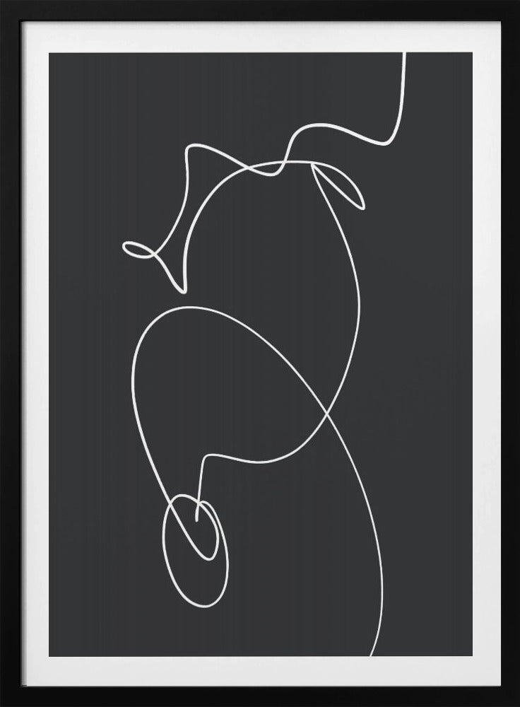 White Squiggle On A Dark Background | Poster