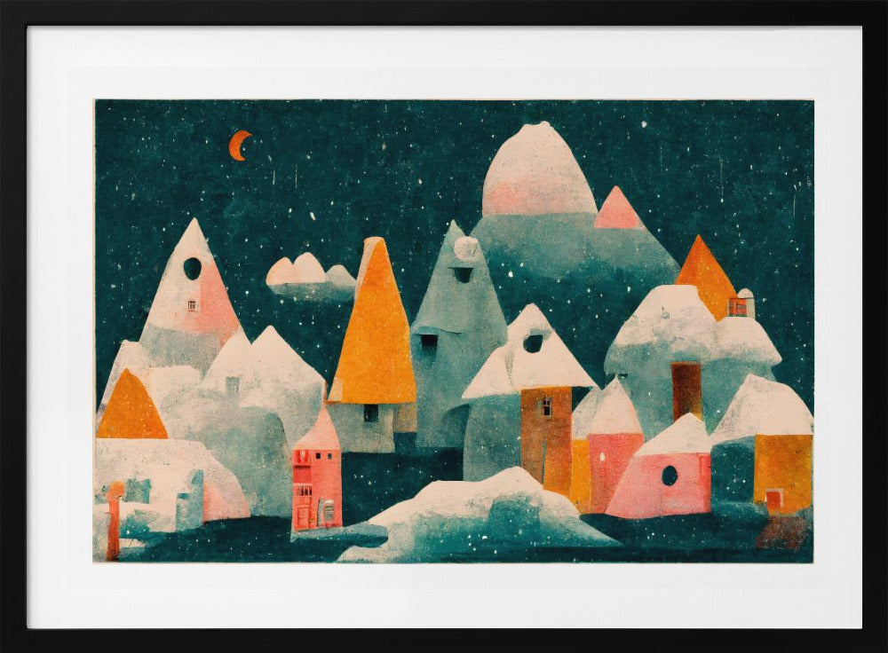 Winter Night Village | Poster