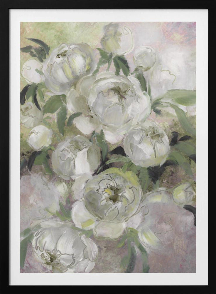 Sady painterly florals in green | Poster