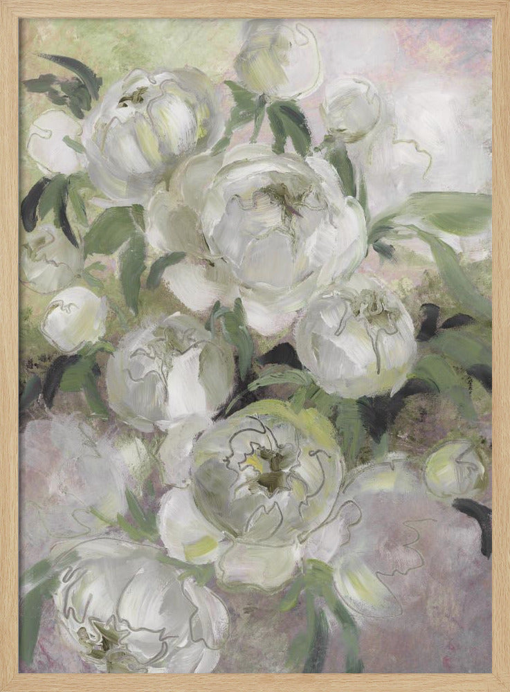 Sady painterly florals in green | Poster