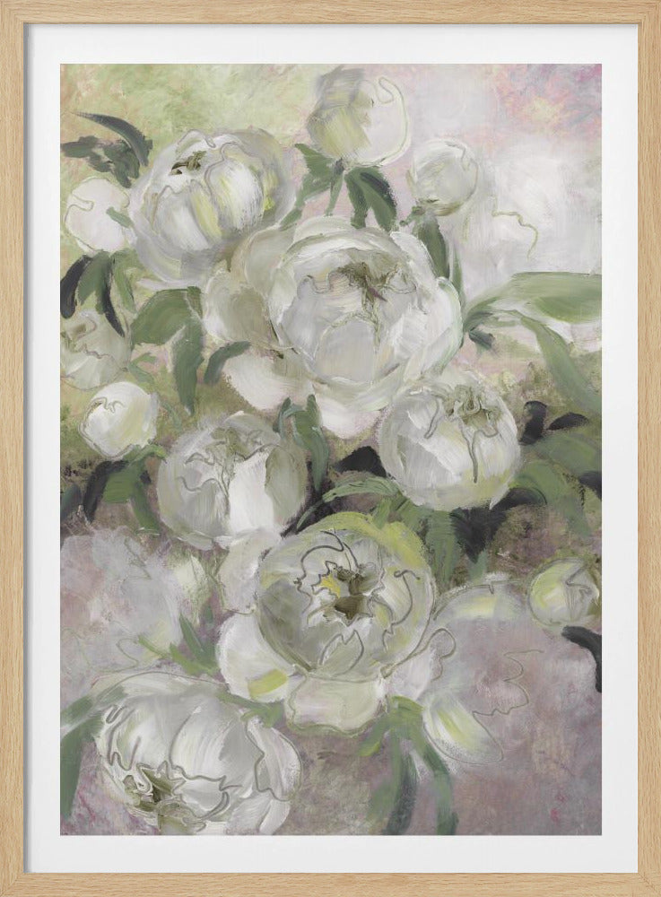 Sady painterly florals in green | Poster