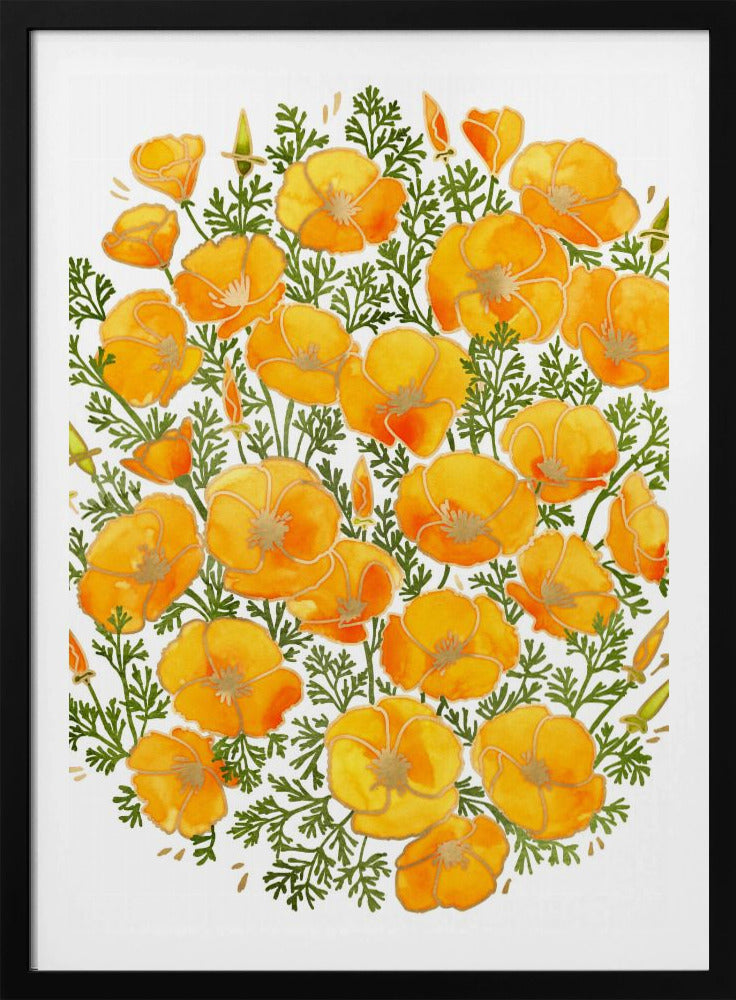 Gold accented California poppies | Poster