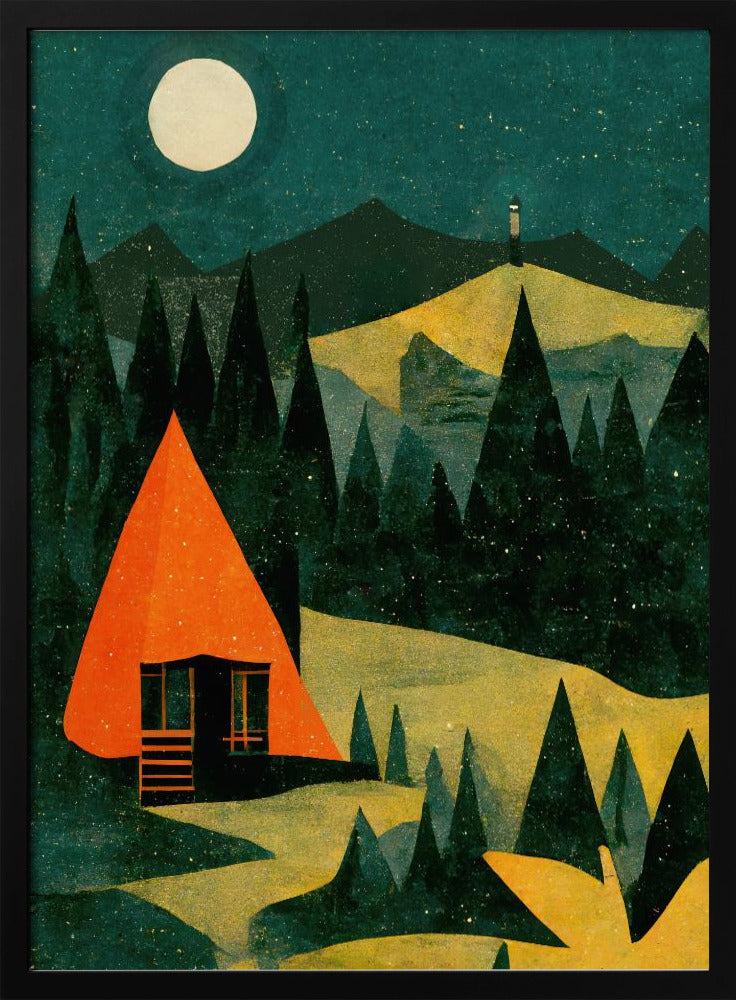 Moonlit Cabin Dream | Poster