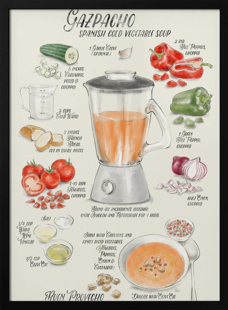 Gazpacho illustrated recipe in English | Poster