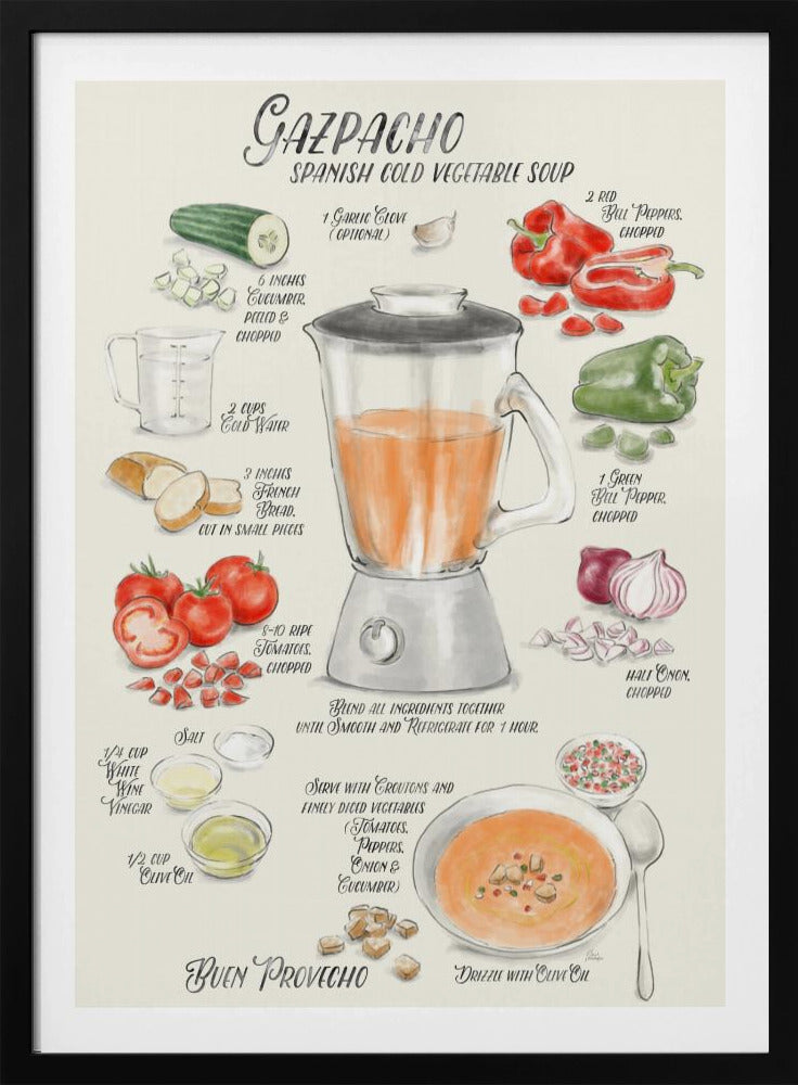 Gazpacho illustrated recipe in English | Poster