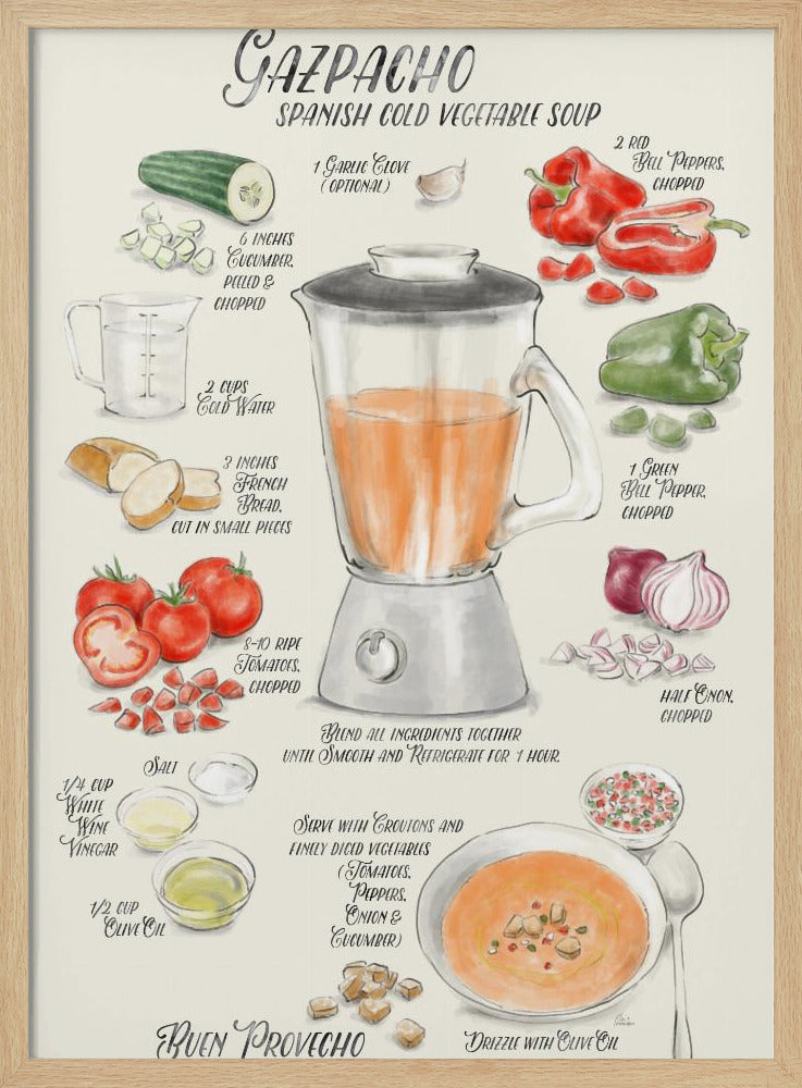 Gazpacho illustrated recipe in English | Poster