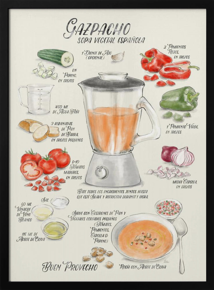 Gazpacho illustrated recipe in Spanish | Poster