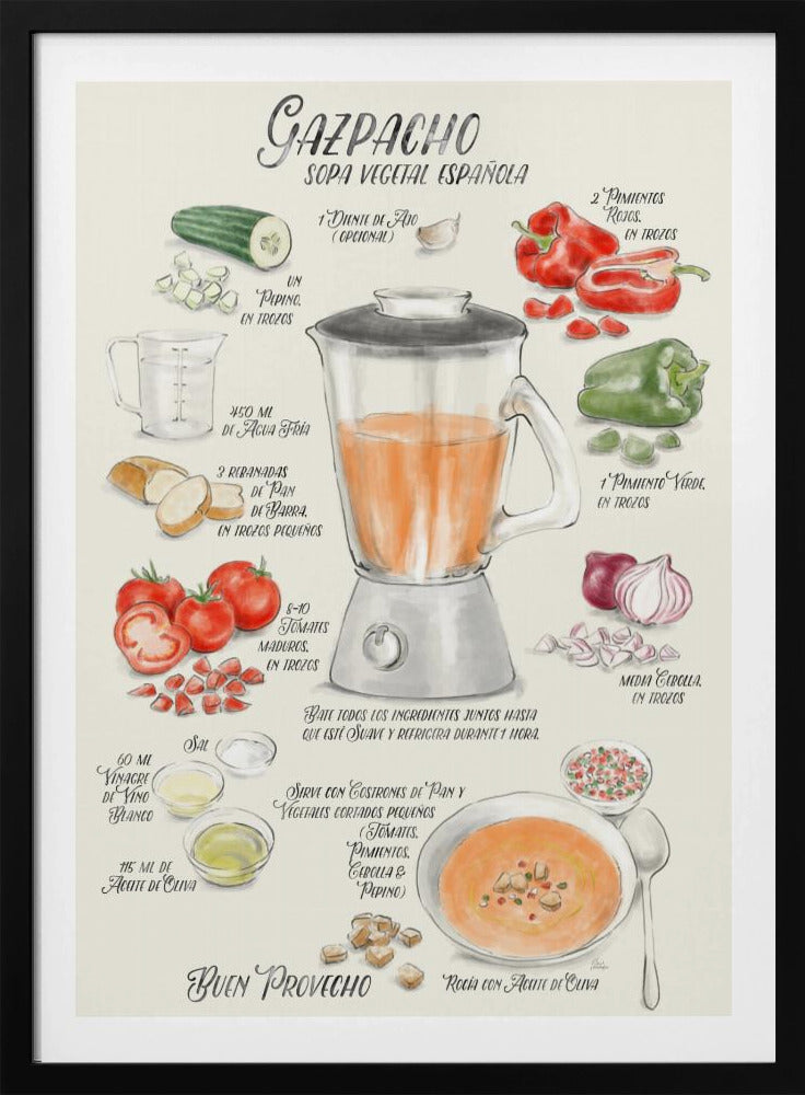 Gazpacho illustrated recipe in Spanish | Poster