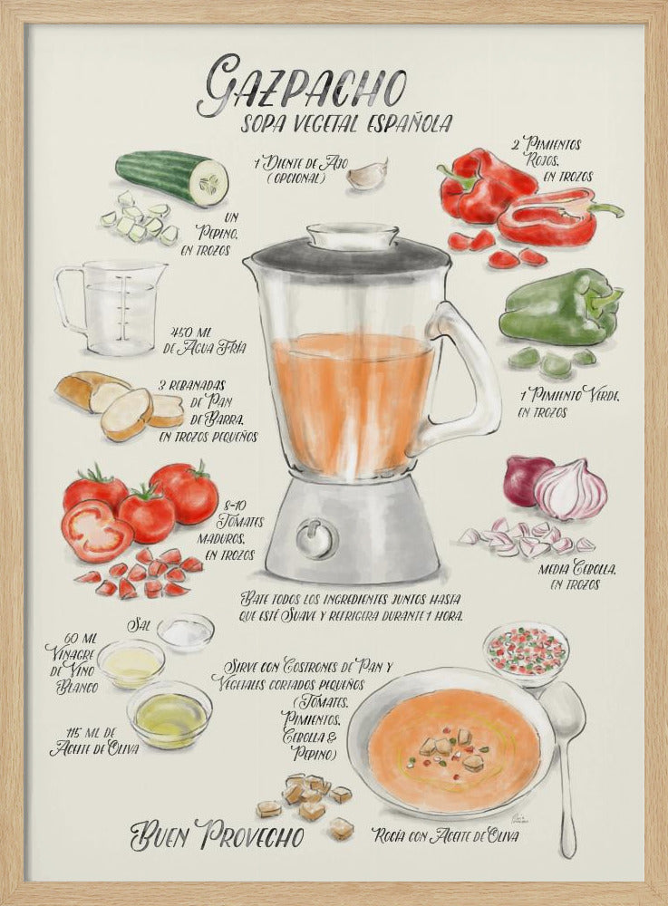 Gazpacho illustrated recipe in Spanish | Poster