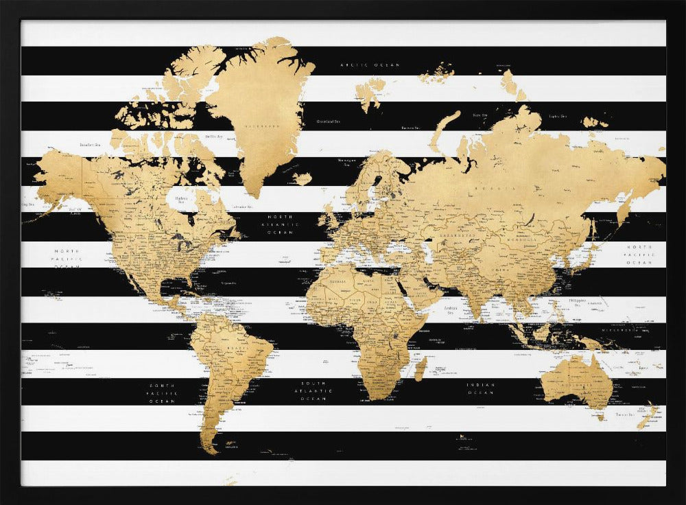 Detailed world map with cities, Harper | Poster