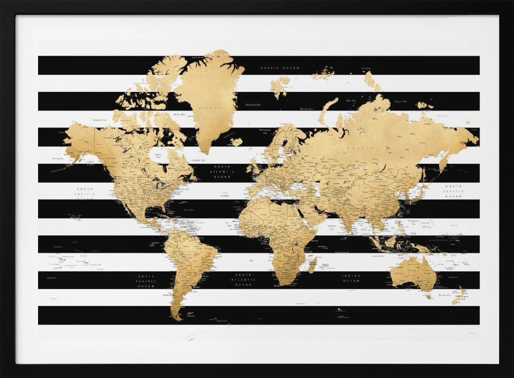 Detailed world map with cities, Harper | Poster