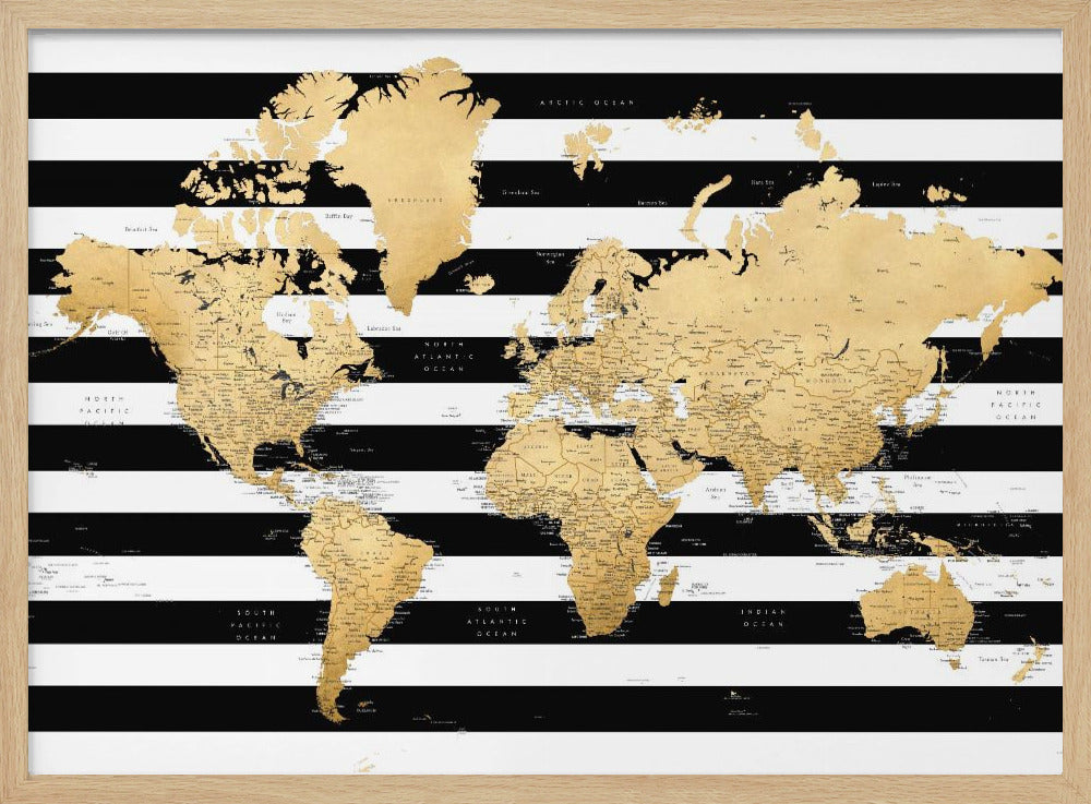 Detailed world map with cities, Harper | Poster