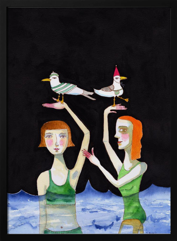 Best Friends Swimming with birds | Poster