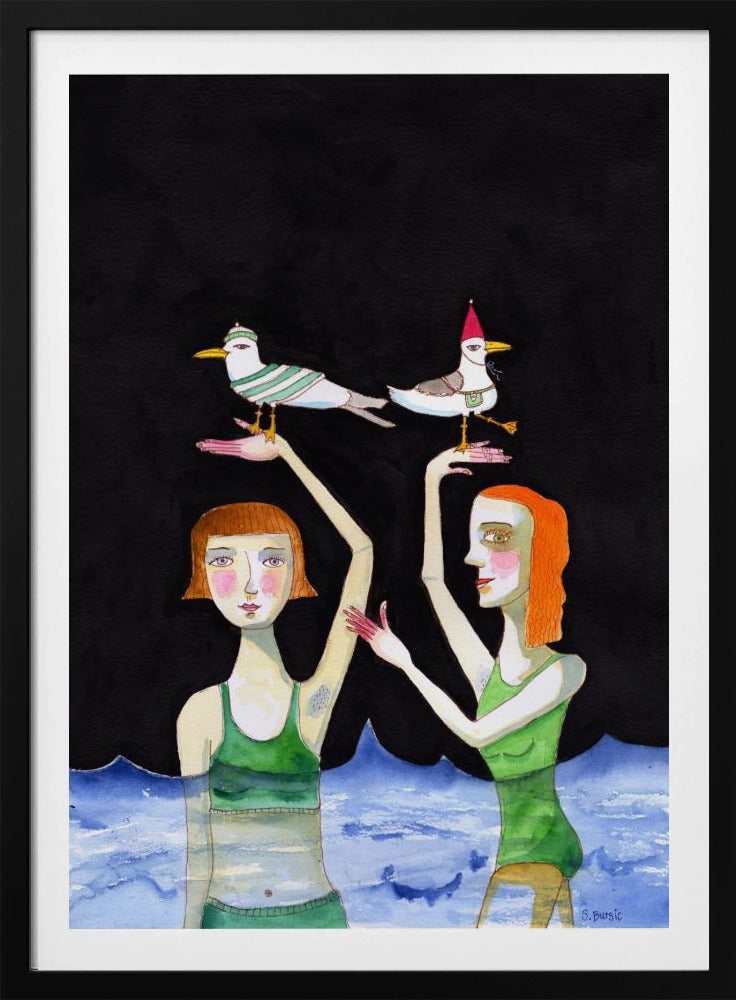 Best Friends Swimming with birds | Poster