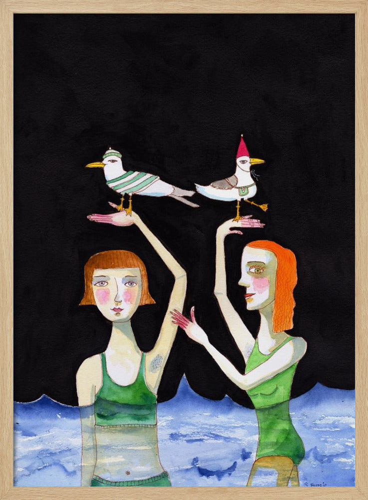 Best Friends Swimming with birds | Poster