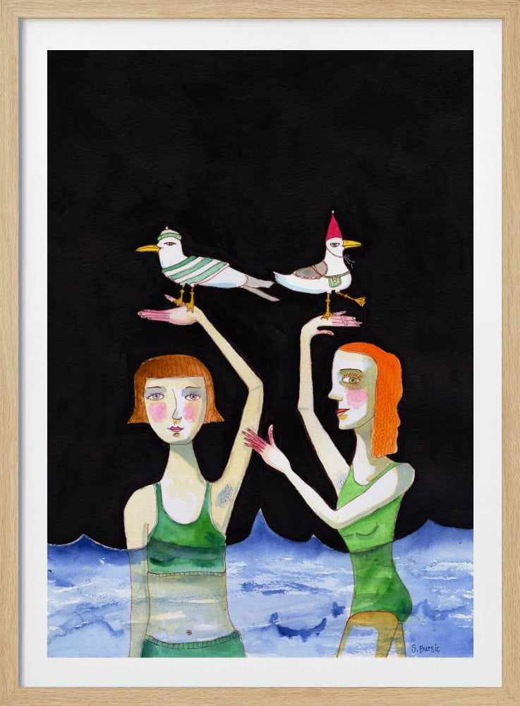 Best Friends Swimming with birds | Poster