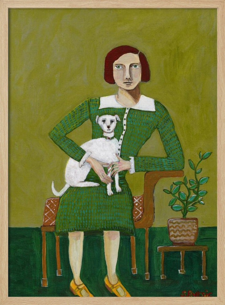 Vintage Lady with her white dog | Poster