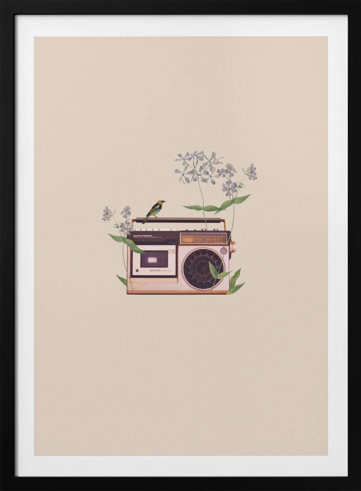 Floral vintage radio | Poster
