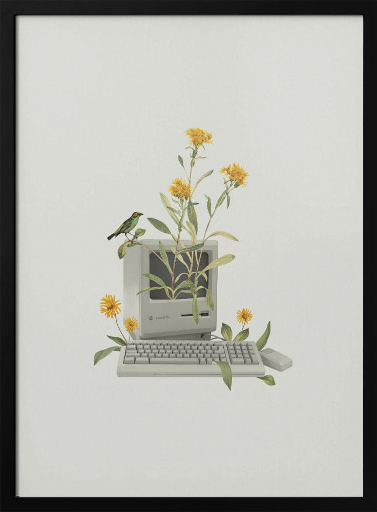 Floral vintage computer | Poster