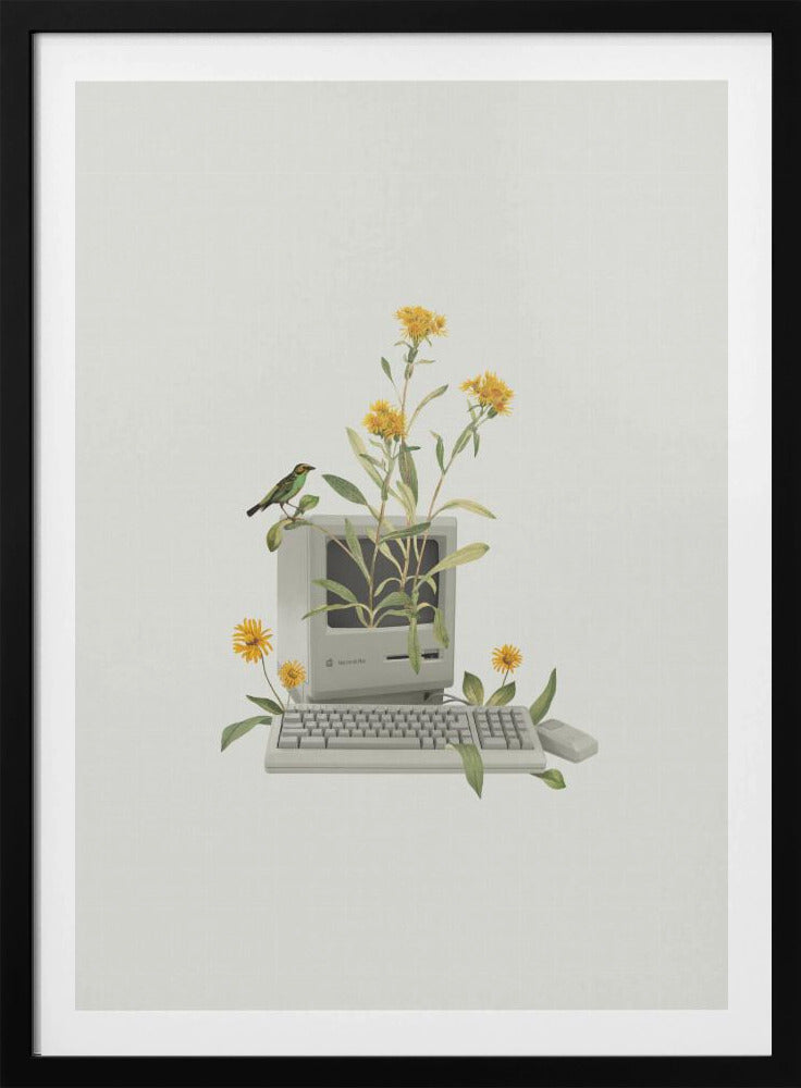 Floral vintage computer | Poster