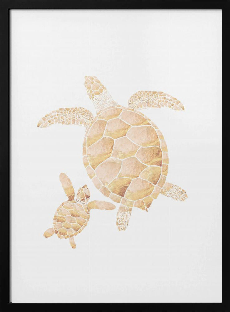 Gold white turtles | Poster