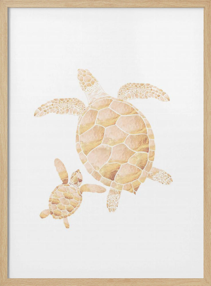 Gold white turtles | Poster