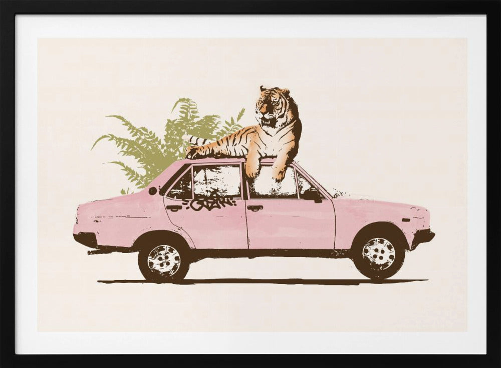 Tiger On Car | Poster