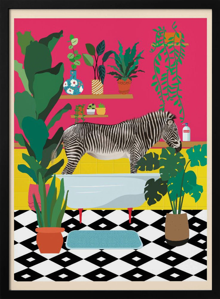 Zebra Bathtime | Poster