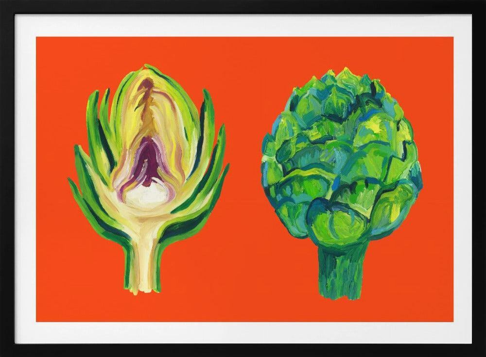 Artichokes On Orange | Poster