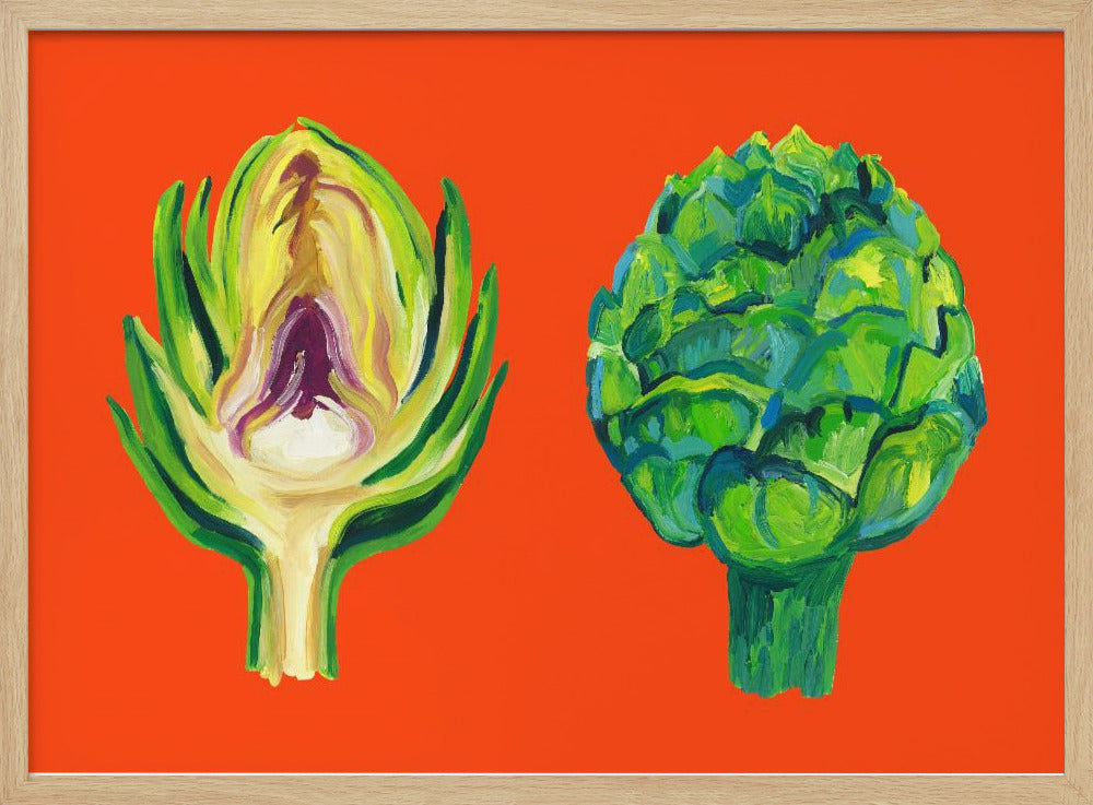 Artichokes On Orange | Poster