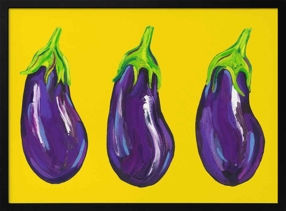 Aubergines On Yellow | Poster