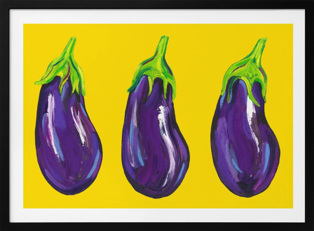 Aubergines On Yellow | Poster