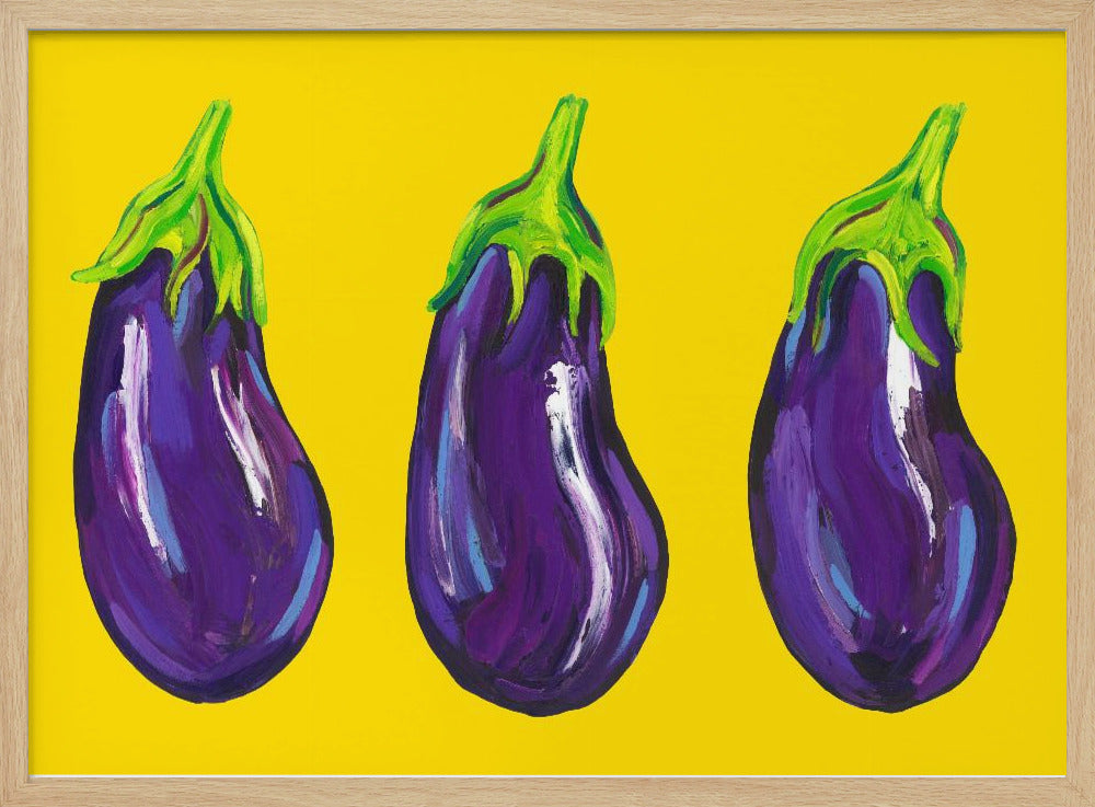 Aubergines On Yellow | Poster