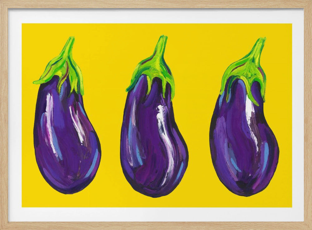 Aubergines On Yellow | Poster